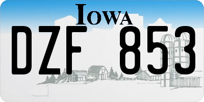 IA license plate DZF853