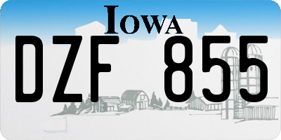 IA license plate DZF855