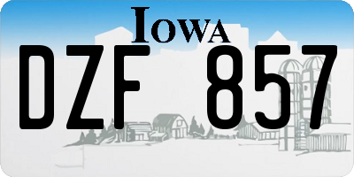 IA license plate DZF857