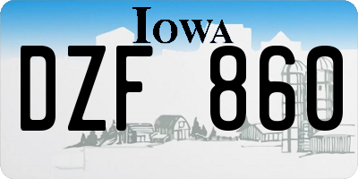 IA license plate DZF860