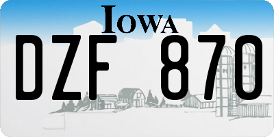 IA license plate DZF870