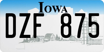 IA license plate DZF875