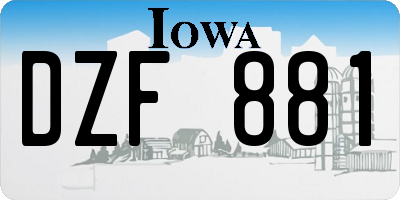 IA license plate DZF881