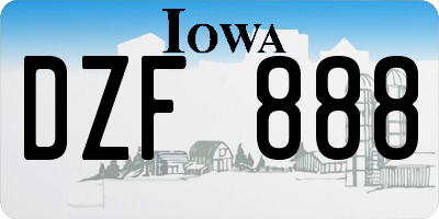 IA license plate DZF888