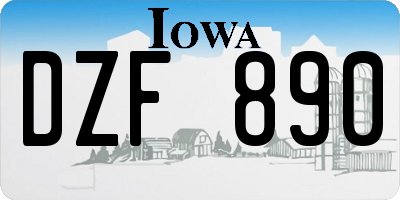 IA license plate DZF890