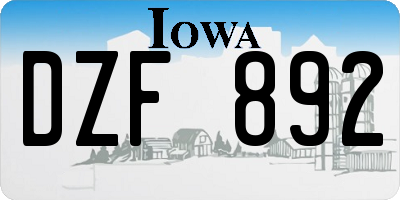IA license plate DZF892