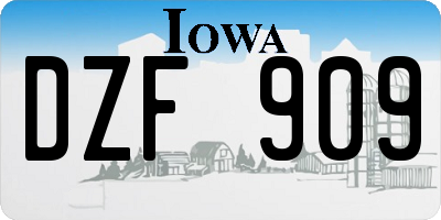 IA license plate DZF909