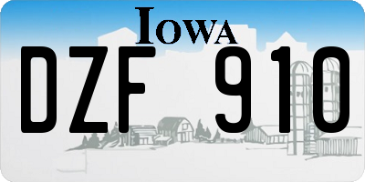 IA license plate DZF910