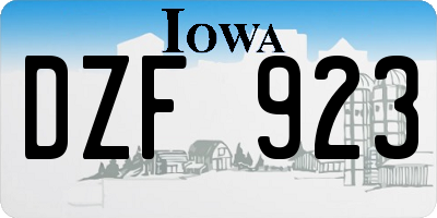 IA license plate DZF923