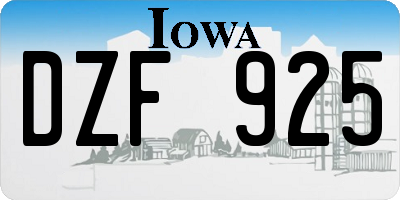 IA license plate DZF925
