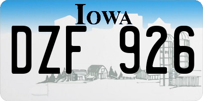IA license plate DZF926