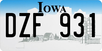 IA license plate DZF931