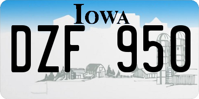 IA license plate DZF950