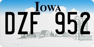 IA license plate DZF952