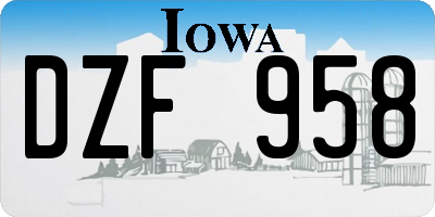IA license plate DZF958