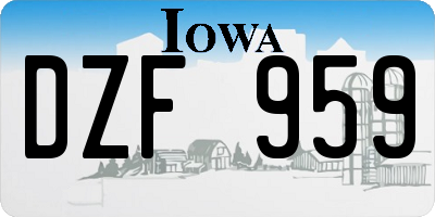 IA license plate DZF959