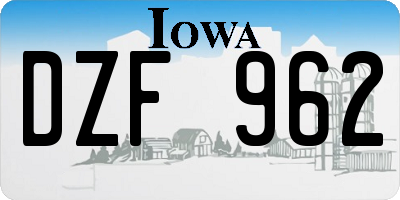 IA license plate DZF962