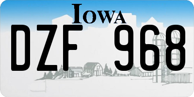 IA license plate DZF968