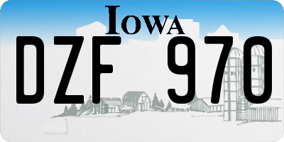 IA license plate DZF970
