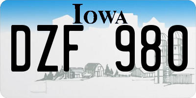 IA license plate DZF980