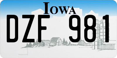 IA license plate DZF981