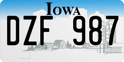 IA license plate DZF987
