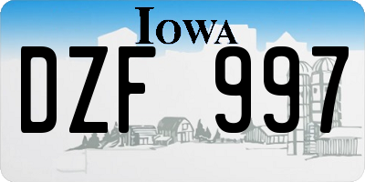 IA license plate DZF997