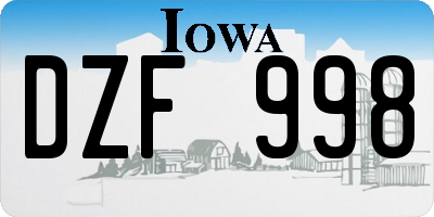 IA license plate DZF998