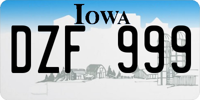 IA license plate DZF999