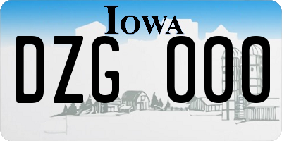 IA license plate DZG000