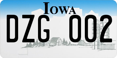 IA license plate DZG002