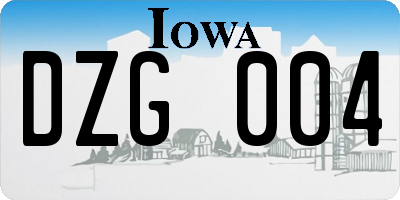 IA license plate DZG004