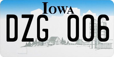 IA license plate DZG006