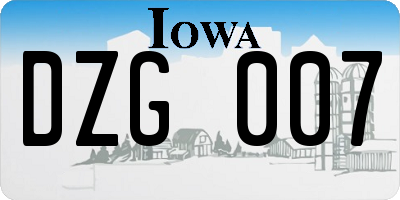 IA license plate DZG007