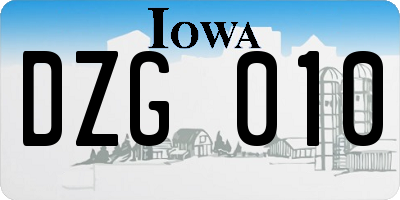 IA license plate DZG010