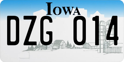 IA license plate DZG014