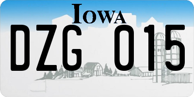 IA license plate DZG015