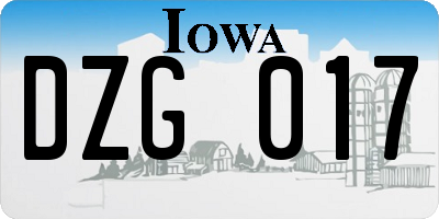 IA license plate DZG017