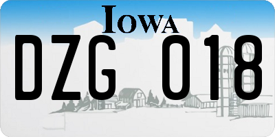 IA license plate DZG018