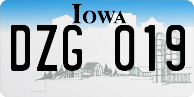 IA license plate DZG019