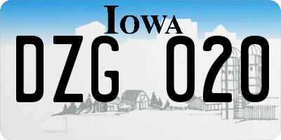 IA license plate DZG020