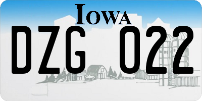 IA license plate DZG022