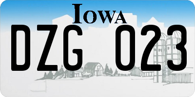 IA license plate DZG023
