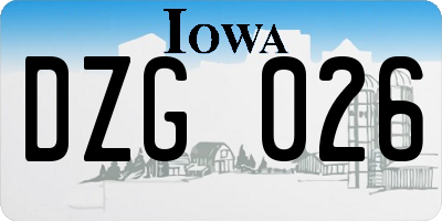 IA license plate DZG026
