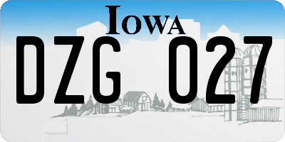 IA license plate DZG027
