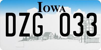 IA license plate DZG033
