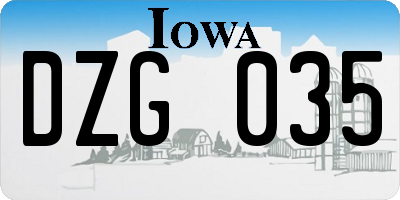 IA license plate DZG035