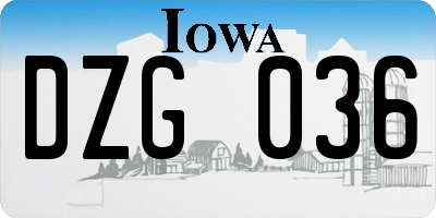 IA license plate DZG036