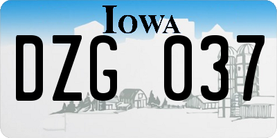 IA license plate DZG037