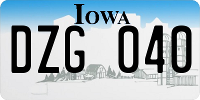 IA license plate DZG040